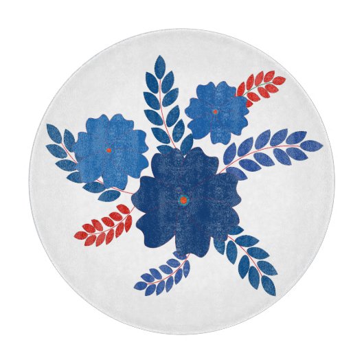 Planche À Découper Modèle vectoriel simple de fleurs bleues (Devant)