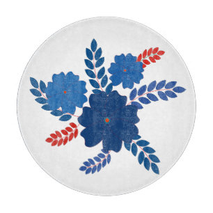 Planche À Découper Modèle vectoriel simple de fleurs bleues