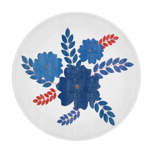 Planche À Découper Modèle vectoriel simple de fleurs bleues (Devant)