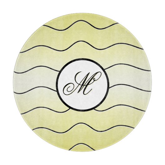 Planche À Découper Modern Abstract Line Art Initial Butter Yellow (Devant)