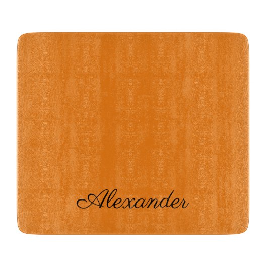 Planche À Découper Moderne couleur vive orange modèle noir script C (Devant)