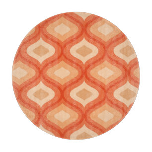 Planche À Découper Moderne du milieu du siècle ogee orange et beige