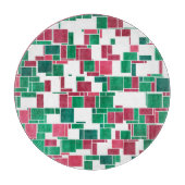 Planche À Découper Moderne Gras Rouge et Vert Noël Mondrian (Devant)