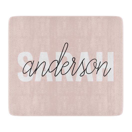 Planche À Découper Moderne Pastel Rose Beauté Personnalisée Vous Nom (Devant)