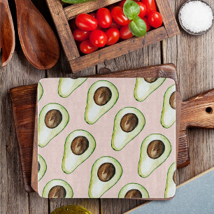 Planche À Découper Moderne Pastel Rose Et Vert Motif Avocado