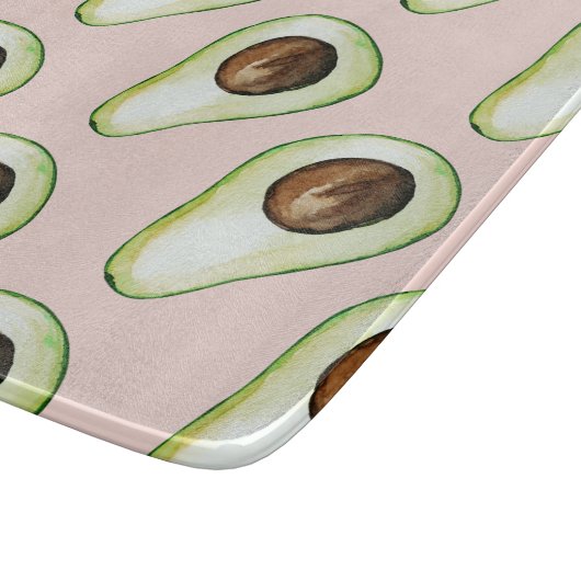 Planche À Découper Moderne Pastel Rose Et Vert Motif Avocado (Coin)