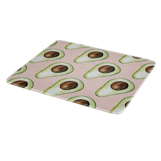 Planche À Découper Moderne Pastel Rose Et Vert Motif Avocado (Coin)