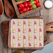 Planche À Découper Moderne Pastel rose & rouge Motif à lèvres