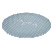 Planche À Découper Moderne Personnalisé Chatoyant Bleu rayé (Coin)