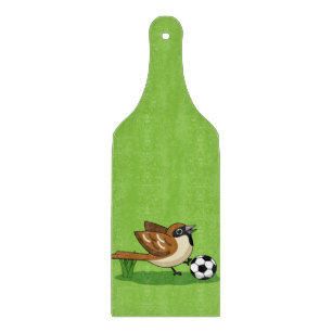 Planche À Découper Moineau de dessin animé mignon jouant au football