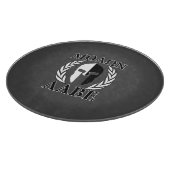 Planche À Découper Molon Labe Laurels en Masque Spartiate Noir & Blan (Coin)