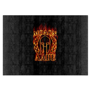 Planche À Découper Molon Labe Laurels guerrier spartiate en feu