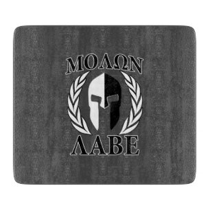Planche À Découper Molon Labe Spartan Mask Laurels Black & White