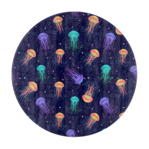 Planche À Découper Monde de méduses sous-marines : motif lumineux.