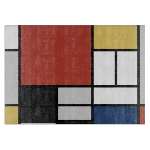 Planche À Découper Mondrian Peinture Rouge Plane Jaune Noir Gris Bleu