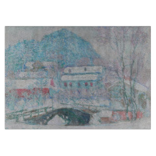 Planche À Découper Monet - Norvège, Village de Sandviken dans la neig