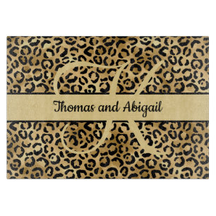 Planche À Découper Monogram Black Gold Empreinte de léopard Cheetah A