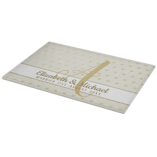 Planche À Découper Monogram Newlywed Wedding Gold Elegant Venin
