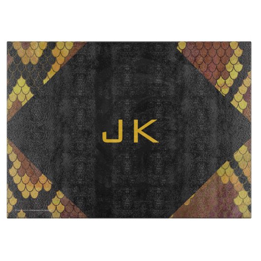 Planche À Découper Monogram Snake Brown et Gold Print (Devant)