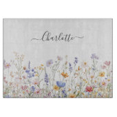Planche À Découper Monogram Watercolor Colorful Pretty Wildflower (Devant)