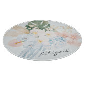 Planche À Découper Monogram Watercolor Tropical Flower Bouquet Floral (Coin)
