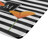 Planche À Découper Monogramme à rayures noires chic (Coin)