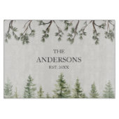 Planche À Découper Monogramme Aquarelle Pins Rustiques et Branches (Devant)