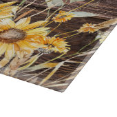 Planche À Découper Monogramme Aquarelle Tournesol jaune bois (Coin)