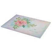 Planche À Découper Monogramme Aquarelle Turquoise Ombre Rose rose (Coin)
