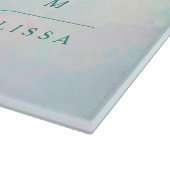 Planche À Découper Monogramme Aquarelle Turquoise Ombre Rose rose (Coin)