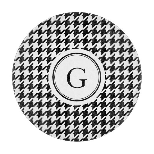 Planche À Découper Monogramme blanc noir chic de motif de (Devant)
