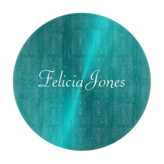 Planche À Découper Monogramme bleu brillant en faux métal (Devant)