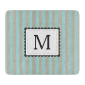 Planche À Découper Monogramme bleu-clair et beige de coutume de (Devant)