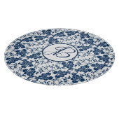 Planche À Découper Monogramme Bleu et Blanc Anglais Campagne (Coin)