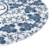 Planche À Découper Monogramme Bleu et Blanc Anglais Campagne (Coin)