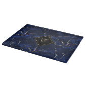 Planche À Découper Monogramme Bleu Marbre Cutting Board (Coin)
