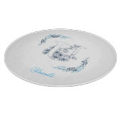 Planche À Découper Monogramme bleu "U" initial Floral calme (Coin)