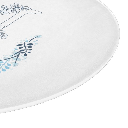 Planche À Découper Monogramme bleu "U" initial Floral calme (Coin)