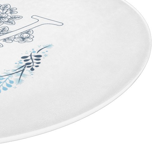 Planche À Découper Monogramme bleu "W" initial Flore calme (Coin)