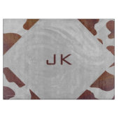 Planche À Découper Monogramme Brown et blanc de vache (Devant)