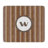 Planche À Découper Monogramme Brown rustique et rayures (Devant)