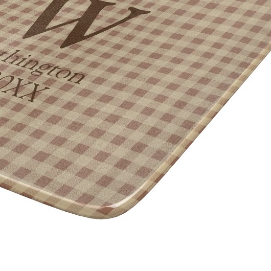 Planche À Découper Monogramme Buffalo rouille beige Plaid rustique (Coin)