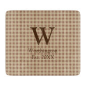 Planche À Découper Monogramme Buffalo rouille beige Plaid rustique (Devant)