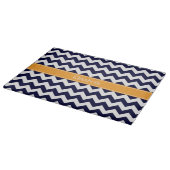 Planche À Découper Monogramme Cantaloupé Bleu Marine Blanc Chevron (Coin)