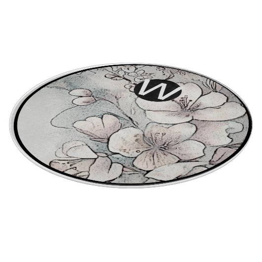 Planche À Découper Monogramme Cerise Fleur Verre Découpe (Coin)