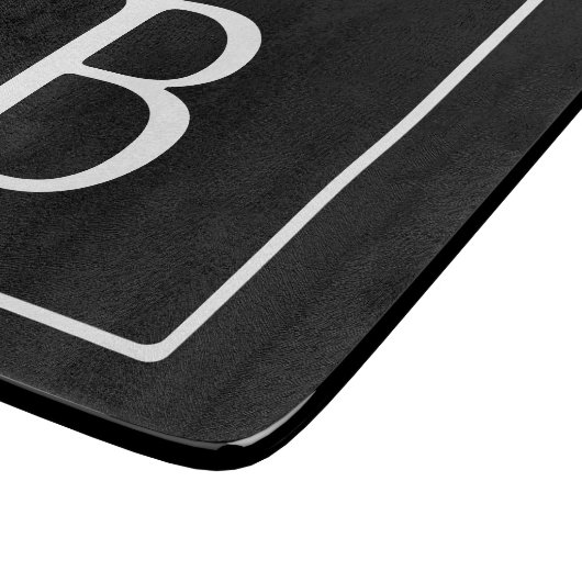 Planche À Découper Monogramme classique simple | Texte noir et blanc (Coin)