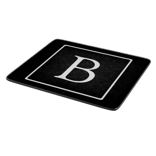 Planche À Découper Monogramme classique simple | Texte noir et blanc (Coin)
