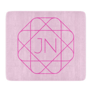 Planche À Découper Monogramme Cool, Style de Logo Hip Rose & Magent