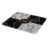 Planche À Découper Monogramme Coupe-Board Cadeau Marbre noir blanc (Coin)