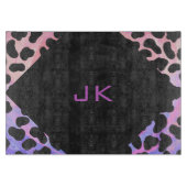 Planche À Découper Monogramme Dalmatien noir et rose (Devant)